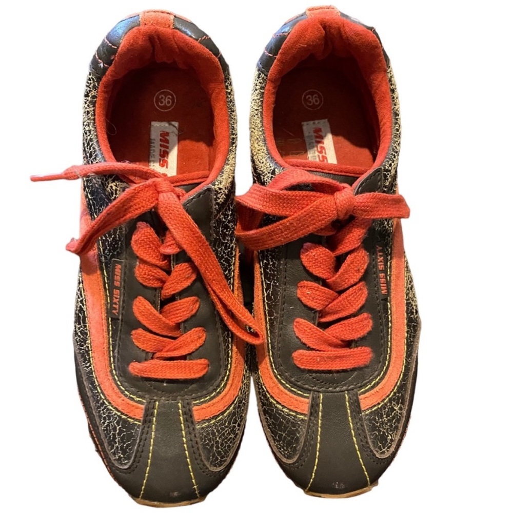 Retro Style Gray and Orange Sneakers